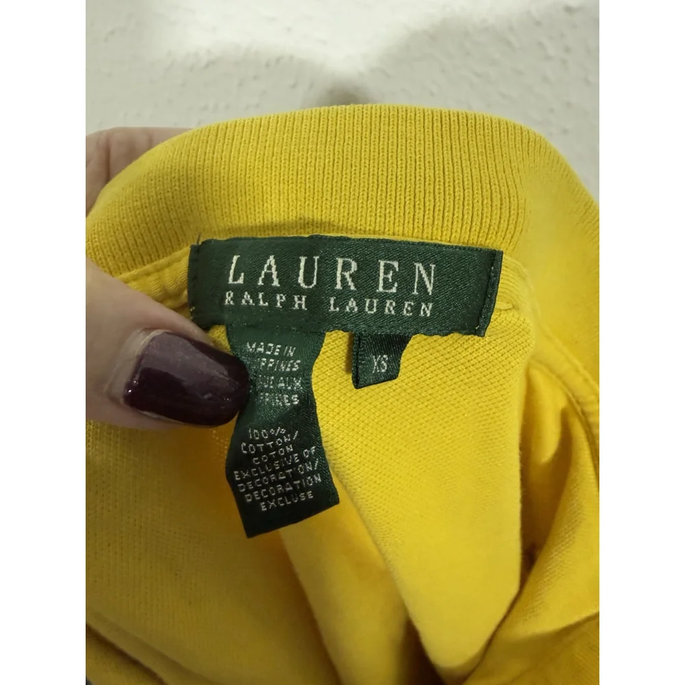 Lauren Ralph Lauren Polo Shirt Boys XS Crest Logo Yellow Preppy Luxury Sporty